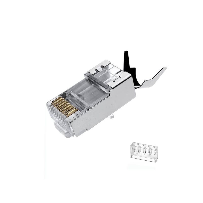 VIVOCH 50 Pcs Cat7 RJ45 Connectors, Cat7 RJ45 Plugs, C7 2-Piece Metal Shielded RJ45 Ends FTP 8P8C Modular Network Plug Connector - Image 1